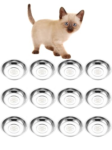 VENTION Kleine Flache Katzenfutternäpfe, Außendurchmesser 12,5 cm, Katzennapf aus Edelstahl für Hauskatzen, 12 Stück Ersatz-Katzennäpfe 220 ml für Erhöhte Futterstation für Katzen VENTION Kleine Flache Katzenfutternäpfe, Außendurchmesser 12,5 cm, Katzennapf aus Edelstahl für Hauskatzen, 12 Stück Ersatz-Katzennäpfe 220 ml für Erhöhte Futterstation für Katzen von VENTION