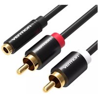 Vention - Audiobuchse de 3,5 mm Kabel de auf 2 Cinchstecker - Schwarz metallic 1m von VENTION