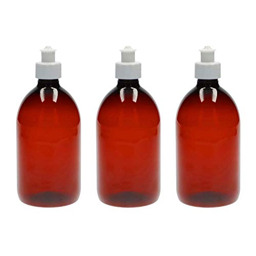 VENTON 3er Set Leere Plastik-Flaschen zum Befüllen 500ml I Durchsichtige Abfüllflaschen aus Kunststoff mit Push-Pull Deckel I Reise-behälter I Nachfüllflaschen I Mittlere leere Fläschchen von VENTON