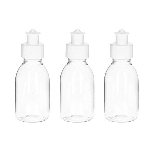 VENTON 3er Set Leere Plastik-Flaschen zum Befüllen 100ml I Durchsichtige Abfüllflaschen aus Kunststoff mit Push-Pull Deckel I Reise-behälter I Nachfüllflaschen I Kleine leere Fläschchen 100ml von VENTON