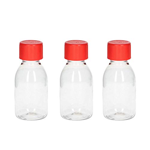 VENTON 3er Set Leere Plastik-Flaschen zum Befüllen 100ml I Transparente Abfüllflaschen aus Kunststoff mit Drück-Dreh Deckel I Medizinflaschen I Nachfüllflaschen I Kleine leere Fläschchen 100ml von VENTON