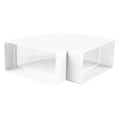 Flachkanal Luftrohre Lüftungssystem Heizung Kühlung Klimaanlage PVC Lüftungselement Rund auf Eckig Kanalbogen Vertikal Horizontal Flach-Rund T-Stück Wandplatte Weiß (90° Horizontal Kanalbogen, 220x90) von VENTS