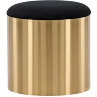 Puff Pouf, Hocker Ø45cm Velour schwarz, Messing. von VENTURE HOME
