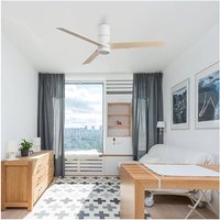 Ventyly - hybrid Deckenventilator mit Licht weiß/Esche iot von VENTYLY