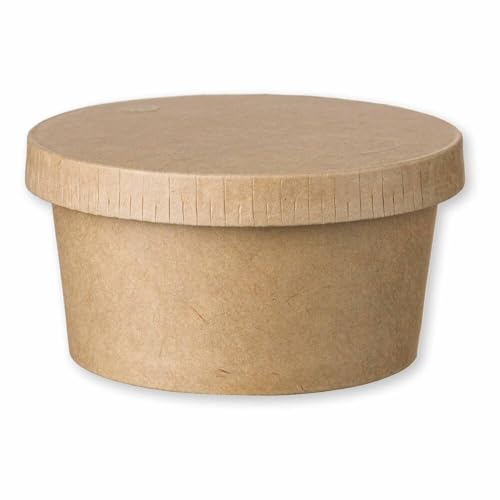 VEPATIM 100 Eisbecher Feinkostbecher aus Kraftpapier FSC® rund 140ml braun mit Deckel von VEPATIM