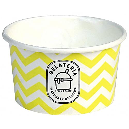 VEPATIM 100 Eisbecher aus Papier Zick Zack Motiv gelb 125 ml 4oz von VEPATIM