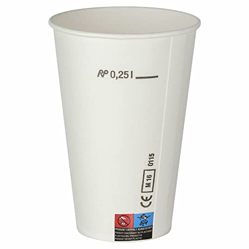 VEPATIM 100 Kaltgetränkebecher Pappbecher weiß mit CE Eichstrich 250 ml VEPATIM 100 Kaltgetränkebecher Pappbecher weiß mit CE Eichstrich 250 ml von VEPATIM
