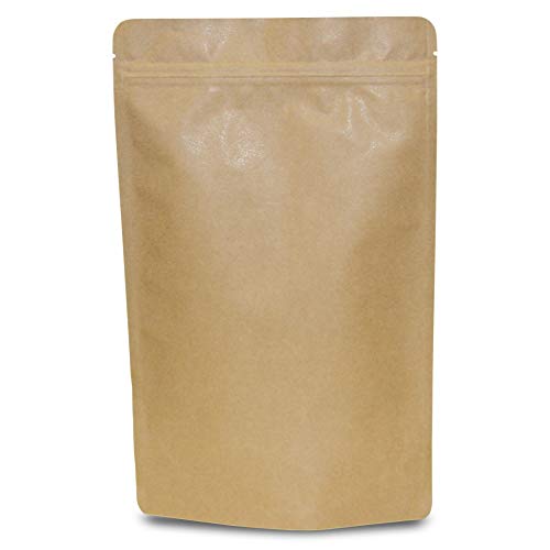 VEPATIM 100 Standbodenbeutel Kraftpapier braun High Barrier mit Alubeschichtung 110x185x65mm 250ml von VEPATIM