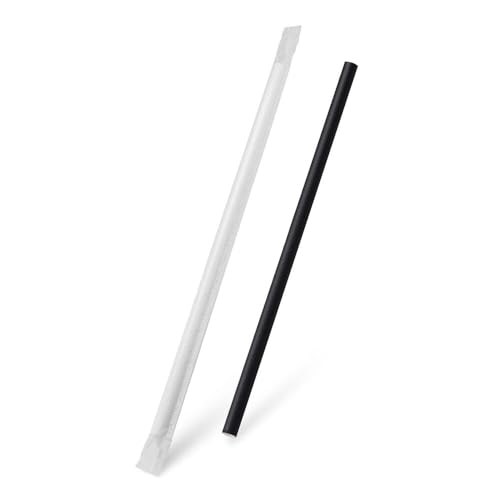 VEPATIM 1000 Strohhalme Trinkhalme aus Papier schwarz einzeln gehüllt 25cm Ø 8 mm von VEPATIM