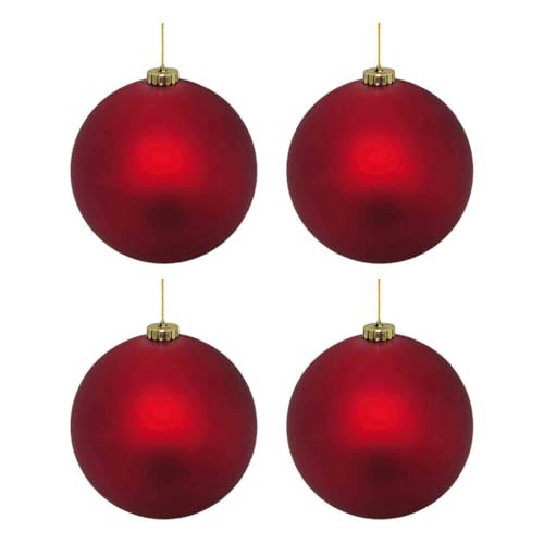 VEPATIM 4 Weihnachtskugeln Christbaumkugeln aus Kunststoff rot matt Ø10cm von VEPATIM