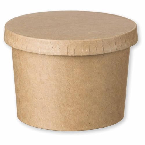 VEPATIM 50 Eisbecher Feinkostbecher aus Kraftpapier FSC® rund 230ml braun mit Deckel von VEPATIM