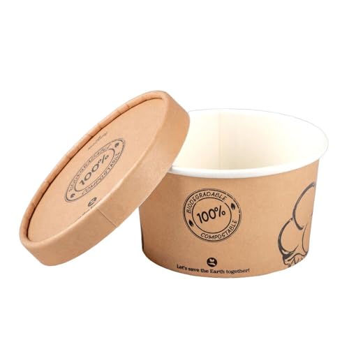 VEPATIM 50 Eisbecher aus Karton mit passendem Deckel 150ml Ø8.5cm von VEPATIM