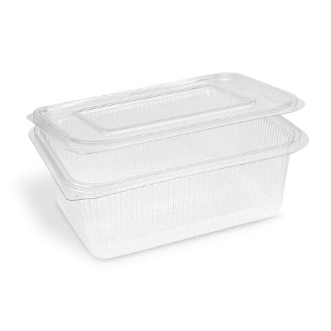 VEPATIM 50 Rechteckbecher klar mit Deckel 2000 ml (rPET) von VEPATIM
