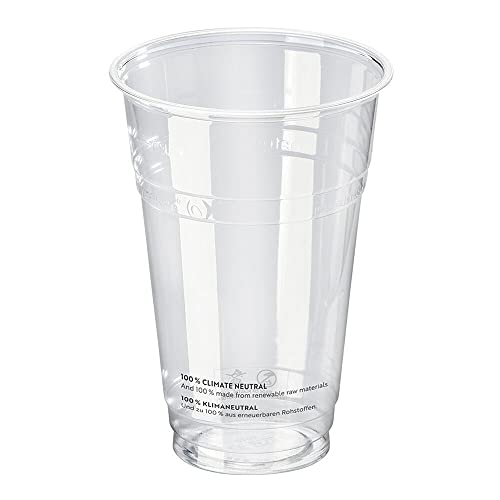 VEPATIM 50 Trinkbecher Bierbecher 500 ml Eichstrich Ø96 mm kompostierbarer Kunststoff (PLA) von VEPATIM