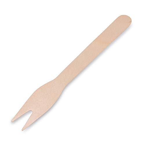 VEPATIM 500 Einweg Holz Pommes-Frites Gabel Snackgabel Schaschlikgabeln 120mm robust von VEPATIM