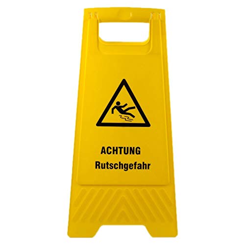 VEPATIM Warnschild "Achtung Rutschgefahr" gelb beidseitig bedruckt ca. 61 cm hoch von VEPATIM