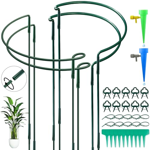 VEPEPE 38 Stück Pflanzenstütze Set, Strauchstütze 25 x 60 cm Hoch Pflanzen Stütze, Pflanzenstütze für Pfingstrosen, Staudenstütze, Halbrund Pflanzstütze, Metall Spleißbar Pflanzstützen Kit von VEPEPE