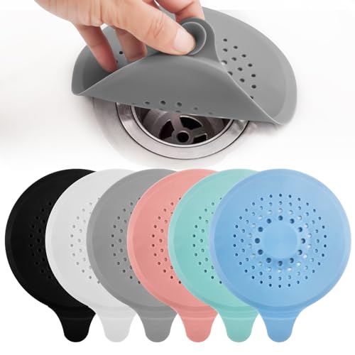 VEPEPE 6 Stück Einfach zu Reinigen Abflusssieb Silikon, Hohe Kapazität Dusche Haarfänger, Verstopfung Verhindern für Badezimmer und Küche (6 Farben) von VEPEPE