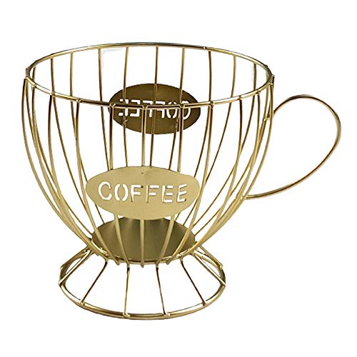VERAWE Kaffee Kapsel Aufbewahrungs Korb Kaffee Tasse Korb Kaffee Pad Organizer Halter Kaffee Pad Halter Kaffee ZubehöR (Gold) von VERAWE