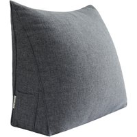 Vercart - Lesekissen, Rückenkissen, Keilkissen, Lendenkissen, Rückenstützkissen für Bett, Sofa oder Bank, Leinenmischung Grau, 60 cm - Grau von VERCART