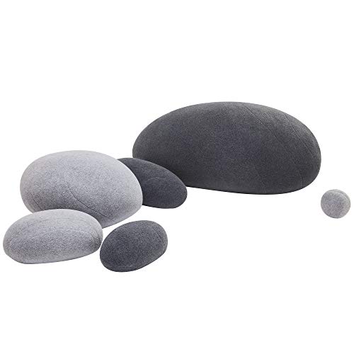 VERCART 3D Simulation Kieselstein Spaßkissen Zierkissen, Meditationskissen Yoga Kissen, Neuheit Dekokissen Großes, Spoof Cobblestone Stein Dekorative Kissen Kreatives Spielzeug,Dunkelgrau Gemischt von VERCART