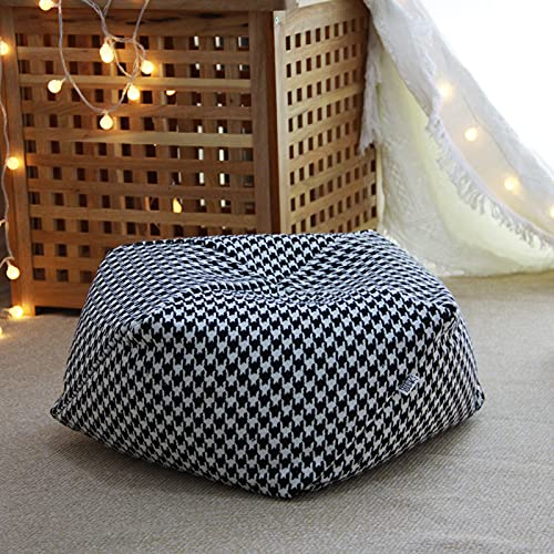 VERCART Boho Ottoman Pouf Hocker Ungefüllt Bodenkissen Sitzpouf Sessel Sitzkissen Boden Geflochten Sitzhocker Beiläufig Sitzpuff Puff Hocker Abdeckung 53x53x20cm Hahnentritt von VERCART