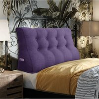 Keil-Lesekissen, dreieckig, Bettstütze, Rückenlehne, Kopfteil, Rückenstütze, dekoratives Kissen, lila Leinenmischung, 140 x 25 x 55 cm - Violet von VERCART