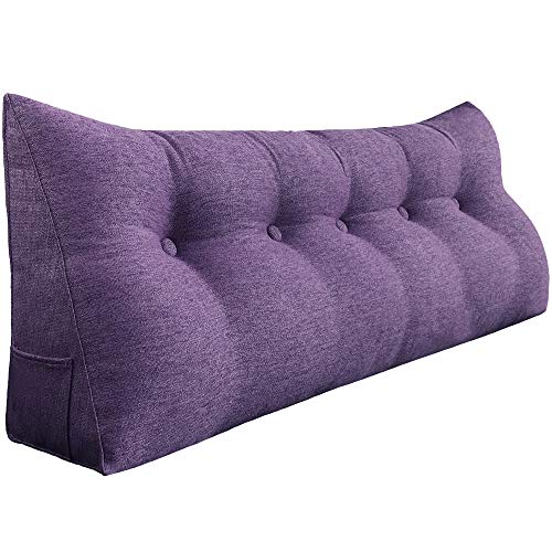 VERCART Keilkissen Bett Großes Rückenkissen Bett Kopfteil Bequemes Lesekissen für Bett und Sofa 2 in 1 Rückenlehne und Kopfkissen Couchkissen Langes XXL Lendenkissen Leinen 160cm Braun von VERCART