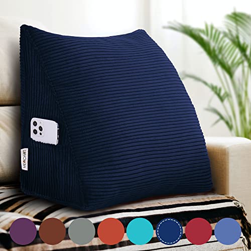 VERCART Kopfende Großes Rückenkissen, Bequemes Lesekissen und Rückenteil im Bett, 2 in 1 Rückenlehne und Kopfkissen, Langes XXL Kissen für Sofa, Couch, Wand und Palettenmöbel Kordsamt Bezug 45cm Blau VERCART Kopfende Großes Rückenkissen, Bequemes Lesekissen und Rückenteil im Bett, 2 in 1 Rückenlehne und Kopfkissen, Langes XXL Kissen für Sofa, Couch, Wand und Palettenmöbel Kordsamt Bezug 45cm Blau von VERCART