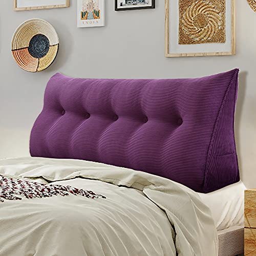 VERCART Multifunktional Bett Kopfteil Gepolstert, Dekorativ Kopfteil für Bett, Ergonomie Rückenlehne Wandkissen, Tragbar Kopfstütze Wandschutz Bett, mit Abnehmbarem Bezug Kordsamt 180cm Lila von VERCART