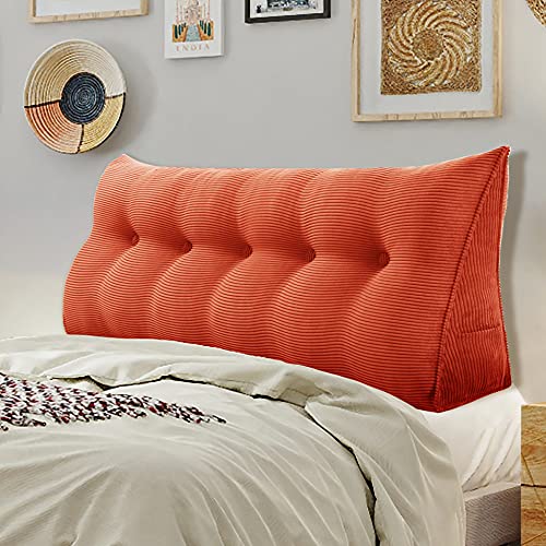 VERCART Multifunktional Bett Kopfteil Gepolstert, Dekorativ Kopfteil für Bett, Ergonomie Rückenlehne Wandkissen, Tragbar Kopfstütze Wandschutz Bett, mit Abnehmbarem Bezug Kordsamt 200cm Rostige Orange von vercart