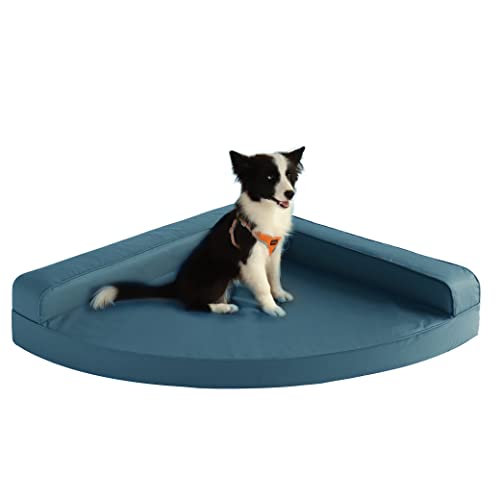 VERCART Orthopädisches Hundebett Grosse Hunde, Ergonomisches Hundekissen Flauschig Eck Hundesofa Wasserdicht Rutschfest Hundekorb Hundekörbchen, Hundematte mit Abnehmbarem Waschbarem Bezug, Blau, L von VERCART