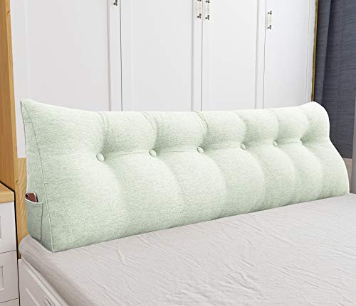 VERCART Bett Kopfteil Kissen Groß für Bett zum Anlehnen Ruecken Kissen Wandschutz Rückenkissen Bettkissen Dreieck Polster Rückenlehne Sofa Couch Weiß 180cm von VERCART