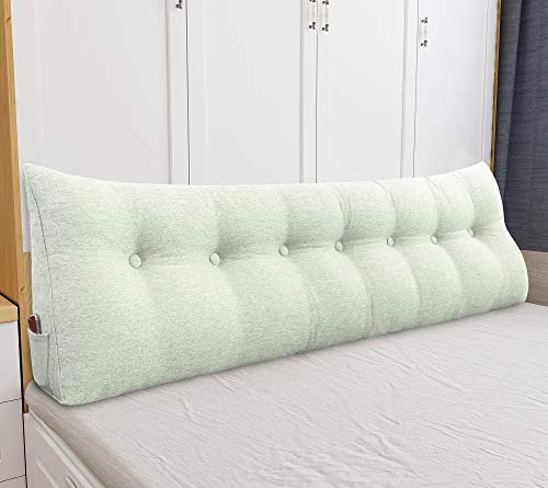 VERCART Bett Kopfteil Kissen Groß für Bett zum Anlehnen Ruecken Kissen Wandschutz Rückenkissen Bettkissen Dreieck Polster Rückenlehne Sofa Couch Weiß 200cm von VERCART