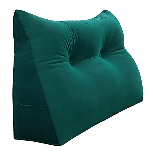 VERCART Rückenkissen Bett Rückenlehne Keilkissen Kopfteil Gepolstert Lesekissen Wandkissen Lendenkissen für Couch, Groß Sofakissen Kopfkissen, Stützkissen, Nackenkissen Samt Bezug Blauer See 80cm von VERCART