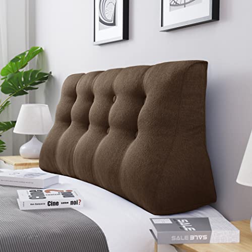 VERCART Rückenkissen Lang Keilkissen Hohen Rückenlehne Kissen Großes Wandkissen Lesekissen Nackenstützkissen Lendenkissen für Bett Kopfteil Gepolstert Sofa Couch mit Waschbar Bezug Leinen Braun 140cm von VERCART