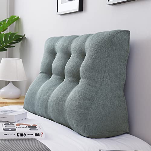 VERCART Rückenkissen Lang Keilkissen Hohen Rückenlehne Kissen Großes Wandkissen Lesekissen Nackenstützkissen Lendenkissen für Bett Kopfteil Gepolstert Sofa Couch mit Waschbar Bezug Leinen Grau 100cm von VERCART