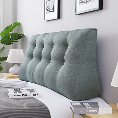 VERCART Rückenkissen Lang Keilkissen Hohen Rückenlehne Kissen Großes Wandkissen Lesekissen Nackenstützkissen Lendenkissen für Bett Kopfteil Gepolstert Sofa Couch mit Waschbar Bezug Leinen Grau 120cm von VERCART