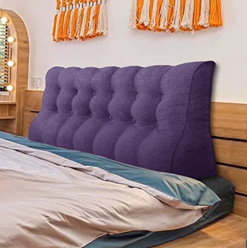 VERCART Rückenkissen Lang Keilkissen Hohen Rückenlehne Kissen Wandkissen Lesekissen Nackenstützkissen Lendenkissen für Bett Kopfteil Gepolstert Sofa Couch mit Waschbar Bezug Leinen Grauviolett 180cm von VERCART