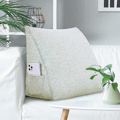 VERCART Sofakissen Groß Fest mit Bezug Polster Sofa Dreieck Gepolstert Ruecken Kissen für Couch Tagesbett, Rückenkissen für Bett zum Anlehnen Weiß 45x20x35cm von VERCART