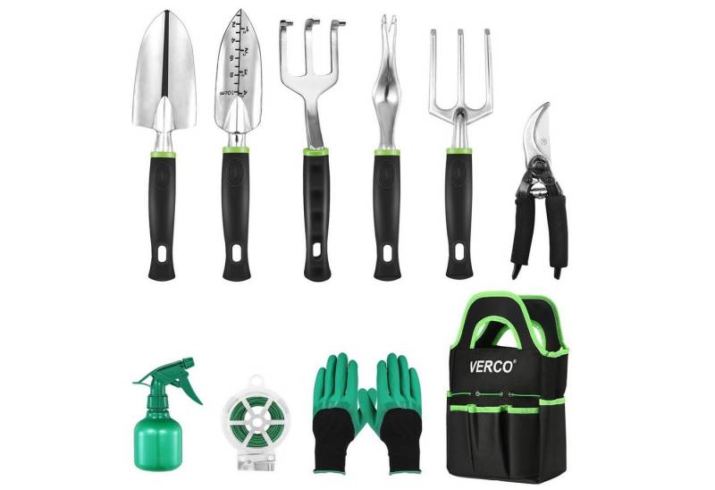 VERCO Gartenpflege-Set Gartengeräte Gartenwerkzeug, Garten Schere Pflanzset Unkraut Schaufel Spaten inkl. Tasche von VERCO