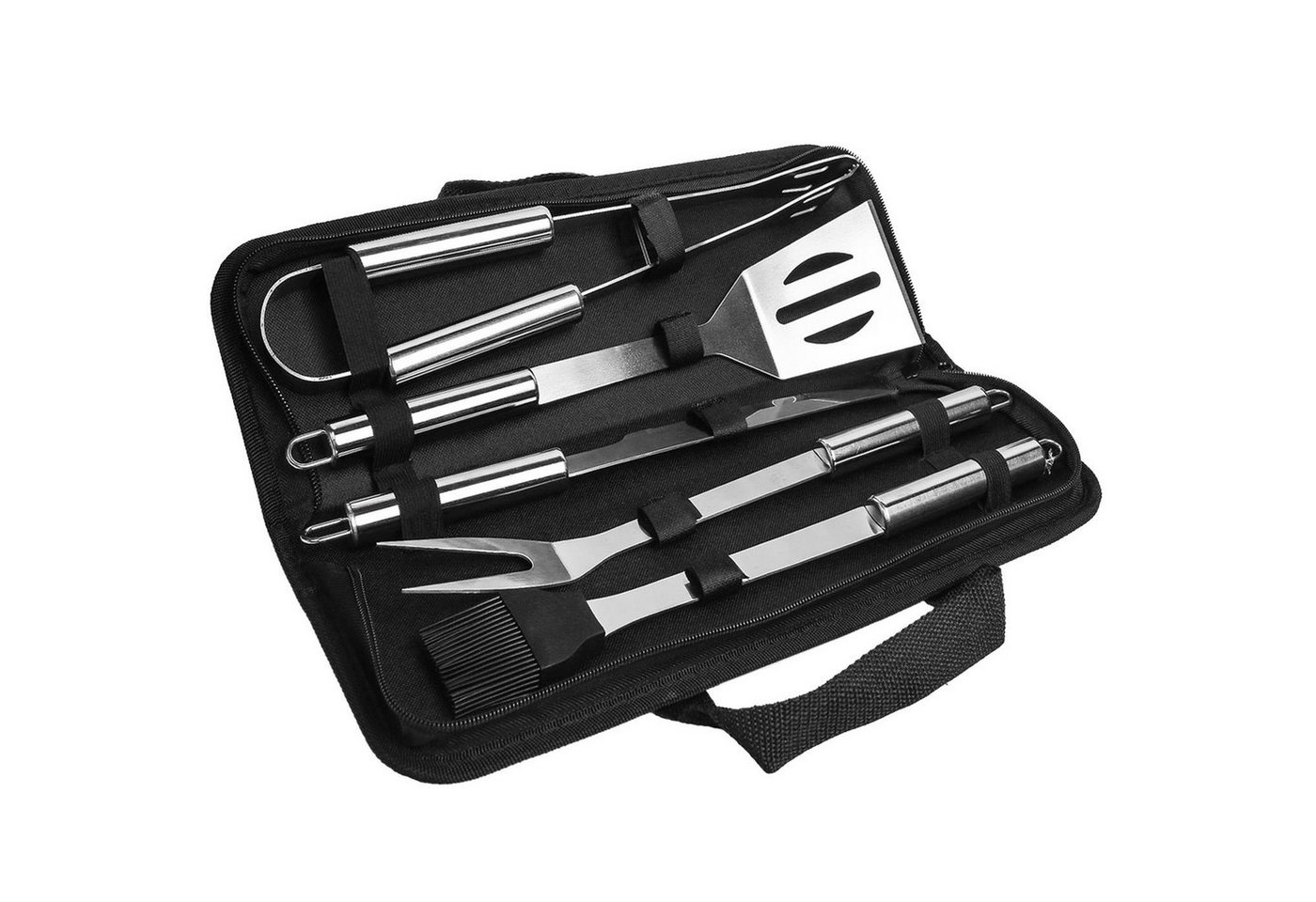 VERCO Grillbesteck-Set BBQ Besteck für Grillfeier inkl. Tragetasche, (6 tlg), Geschenk Set Grill Zange Fleisch Gabel Steak Messer in Edelstahl von VERCO