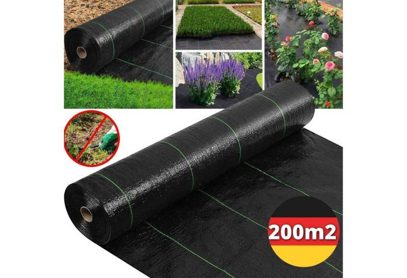 VERCO Unkrautvlies 200 m² auf 4x 50m Rolle mit 1m Breite, (Verlege Unkraut Vließ, 4-St., aufgerollt), 4 Rollen á 1,00 m x 50,00 m von VERCO