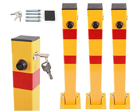 3x Parkpfosten klappbar – Parkplatzsperre 60x60x600 mm – Absperrpfosten Parkwatch Parkplatzbügel, Absperrung für Stellplatz, Stahl, klappbarer Pfosten für private Parkplätze SN1807 (3er Set) von Verda