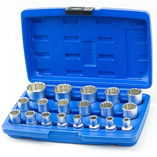 Spline Steckschlüssel Satz + Kunststoffkoffer Nüße Nuß Werkzeug Set 19-tlg Vielzahn Torx Kunststoffkoffer Außen Torx Innentorx Nüsse Steckschlüssel Satz Bits Werkzeug Set Stecknüsse SN1839 von Verda