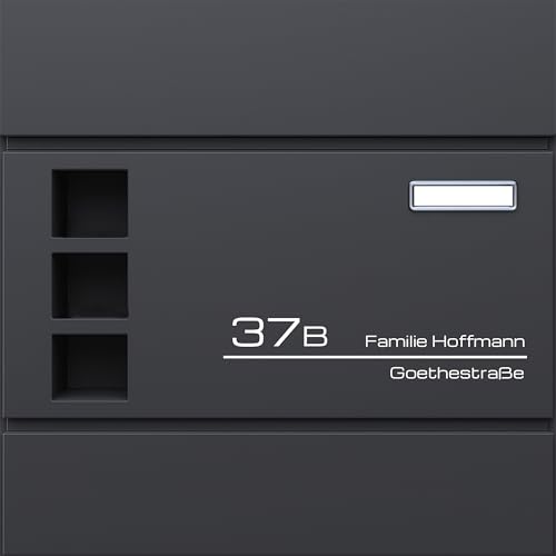 Verda Briefkasten mit Zeitungsfach, Edelstahl, Designer Wandbriefkasten, 2X Schlüssel, Anthrazit, 37 x 37 x 11cm, Sichtfenster, Zeitungsrolle, Namensschild, modern, Postkasten, Wetterfest SN3676-1 von Verda