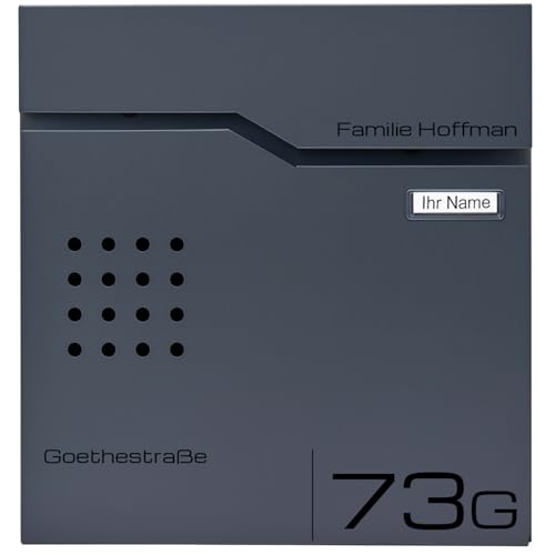 Verda Designer Personalisierter Briefkasten mit Zeitungsfach, aus Edehlstahl, 2X Schlüssel, Namensschildhalter, Postkasten Designer Wandbriefkasten Zeitungsrolle Modern (SN3680-1) von Verda