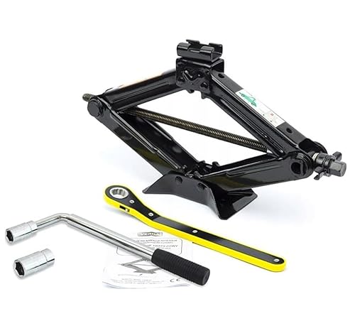 Scherenwagenheber 2T Car Jack Kit mit Ratsche und Aufbewahrungstasche, Auto Heber 120-420 mm, verdickte Stahlplatte, tragbarer Wagenheber für PKW SUV MPV von VERDA