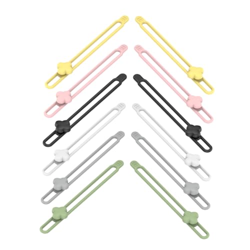VERDANVERSE 12 Stück Teiliges Wiederverwendbare Silikon kabelbinder Flexible Kabelorganizer für Datenkabel und Ladekabel Strapazierfähige Kabelhalter für Büro Zuhause und Reisen Buntes Design von VERDANVERSE