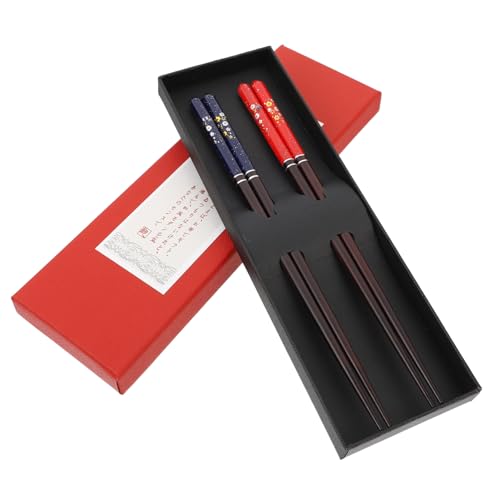 VERDANVERSE 2 Paare Japanische Holz Essstäbchen für Leichte Klassische Japanische Essstäbchen in Geschenkbox als Stilvolles Tischgeschirr für Freunde und Familie von VERDANVERSE